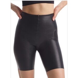 Commando Faux Leather High Waisted Black Biker Shorts